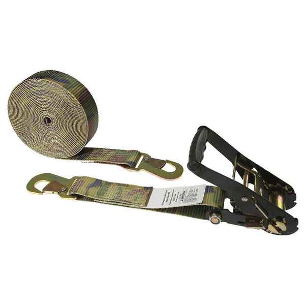 Us Cargo Control 2" x 27' Camo Ratchet Strap w/ Black Ratchet & Flat Snap Hooks 5527FSH-CAMO